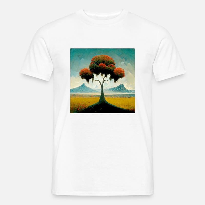 Surrreal Landschaft Baum Einsamkeit Berge - Männer T-Shirt - Weiß