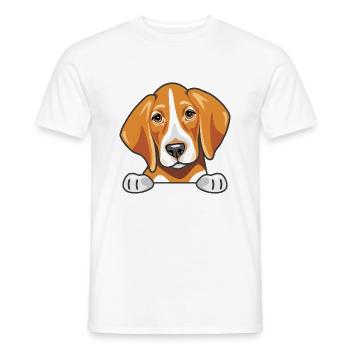 Peeking cute sad foxhound - Men's T-Shirt - white - Front - AI Model Male 178 dark (178cm)