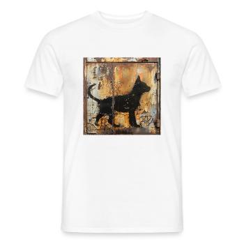 Graffiti junge Katze Silhouette Rost Metall urban - Männer T-Shirt - Weiß - Vorne - AI Model Male 178 dark (178cm)