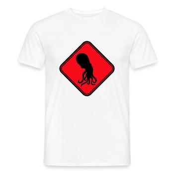 Pieuvre Danger Signe Avertissement Avertissement - T-shirt homme - blanc - Devant - AI Model Male 178 dark (178cm)