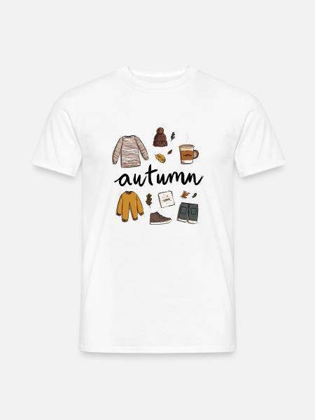 Autumn Vibes – Cozy Herbstillustration. - Männer T-Shirt - Weiß