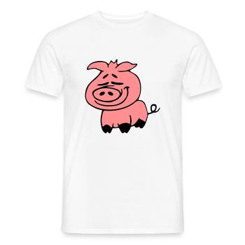 Mignon Mignon Dessin Animé Bande Dessinée Porcelet Cochon - T-shirt homme - blanc - Devant - AI Model Male 178 dark (178cm)