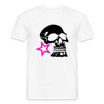 skull skull profile star logo - Men's T-Shirt - white - Front - AI Model Male 178 dark (178cm)