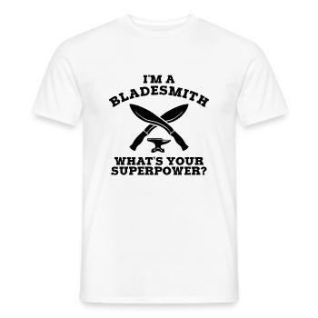 Ich bin ein Klingenschmied, was deine Supermacht ist. B. - Männer T-Shirt - Weiß - Vorne - AI Model Male 178 dark (178cm)