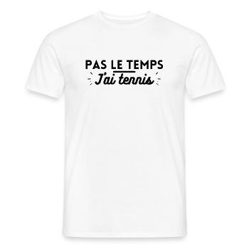 Pas le temps j'ai tennis. t shirt tennis - T-shirt homme - blanc - Devant - AI Model Male 178 dark (178cm)
