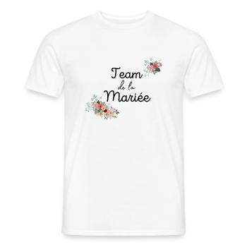 team de la Mariée evjf t-shirt assorti floral - T-shirt homme - blanc - Devant - AI Model Male 178 dark (178cm)