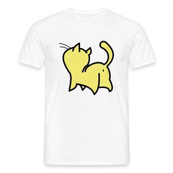 chat jaune - T-shirt homme - blanc - Devant - AI Model Male 178 dark (178cm)