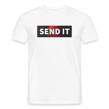 SEND IT Boxlogo - Männer T-Shirt - Weiß - Vorne - AI Model Male 178 dark (178cm)