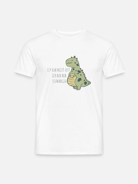 Fetter schwangerer Dinosaurier - Männer T-Shirt - Weiß