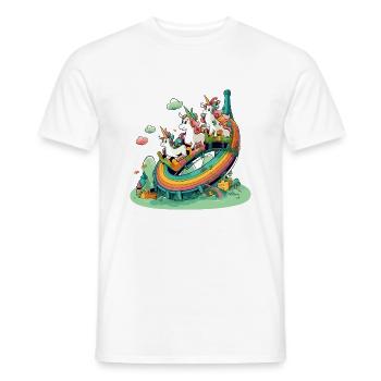 Les licornes au pays arc en ciel - T-shirt homme - blanc - Devant - AI Model Male 178 dark (178cm)