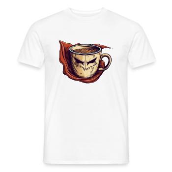 Coffee superhero as the savior in the morning - Men's T-Shirt - white - Front - AI Model Male 178 dark (178cm)