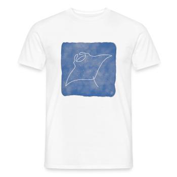 "Manta", Boho Line Art Design, Series "Ocean" - Men's T-Shirt - white - Front - AI Model Male 178 dark (178cm)