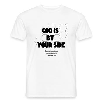 GOD IS BY YOUR SIDE - Männer T-Shirt - Weiß - Vorne - AI Model Male 178 dark (178cm)