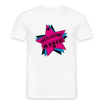 MEILLEURE AMIE - T-shirt homme - blanc - Devant - AI Model Male 178 dark (178cm)