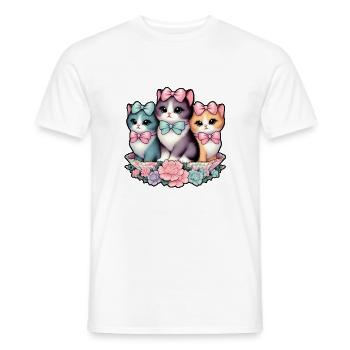 Vintage-Kätzchen mit Schleifen - Männer T-Shirt - Weiß - Vorne - AI Model Male 178 dark (178cm)