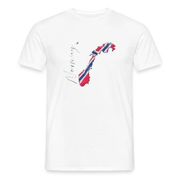 Norwegen Flagge in der Norwegen Landkarte EN - Männer T-Shirt - Weiß - Vorne - AI Model Male 178 dark (178cm)