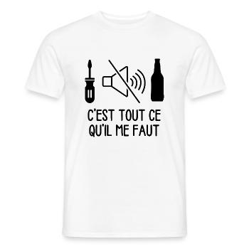 TOURNEVIS SILENCE Bière CEST TOUT CE QU IL ME FAUT - T-shirt homme - blanc - Devant - AI Model Male 178 dark (178cm)