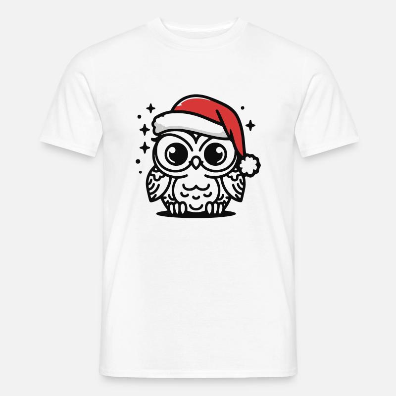 Süße Eule weihnachtlich - Männer T-Shirt - Weiß