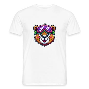 Bear Comic Ski Goggles - Men's T-Shirt - white - Front - AI Model Male 178 dark (178cm)