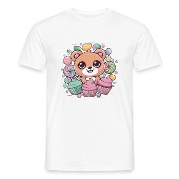 Kawaii Anime – Süßes Manga Design für Otakus Teddy - Männer T-Shirt - Weiß - Vorne - AI Model Male 178 dark (178cm)