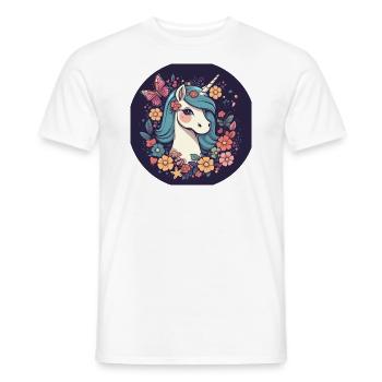 Elegant unicorn with butterfly flowers - Men's T-Shirt - white - Front - AI Model Male 178 dark (178cm)