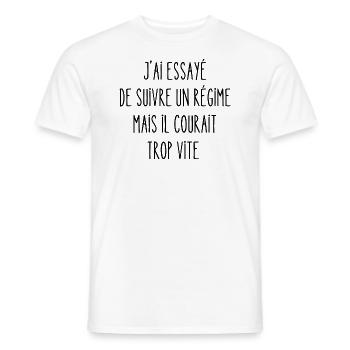 j'ai essayé de suivre un régime - T-shirt homme - blanc - Devant - AI Model Male 178 dark (178cm)