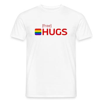 [free] HUGS - Männer T-Shirt - Weiß - Vorne - AI Model Male 178 dark (178cm)