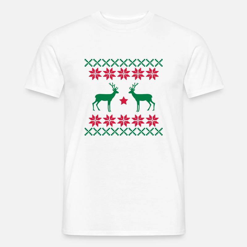 reh_norwegen_muster2 - Männer T-Shirt - Weiß
