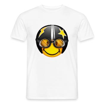 Smiley Racer Helmet - T-shirt homme - blanc - Devant - AI Model Male 178 dark (178cm)