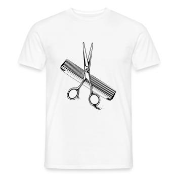 icône de styliste peigne ciseaux - T-shirt homme - blanc - Devant - AI Model Male 178 dark (178cm)