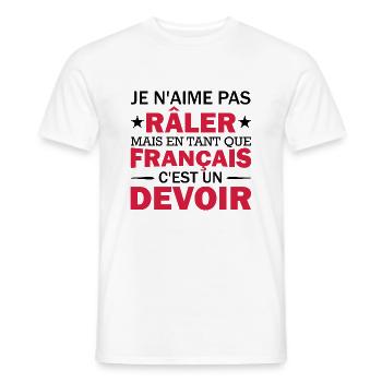 je n'aime pas râler / Humour Râleur - T-shirt homme - blanc - Devant - AI Model Male 178 dark (178cm)