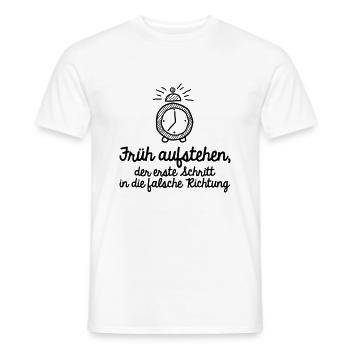 früh aufstehen falsche Richtung Morgenmuffel müde - Männer T-Shirt - Weiß - Vorne - AI Model Male 178 dark (178cm)
