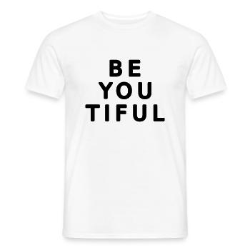 Beau mot beauté cool drôle jeu de mots motif 1 - T-shirt homme - blanc - Devant - AI Model Male 178 dark (178cm)