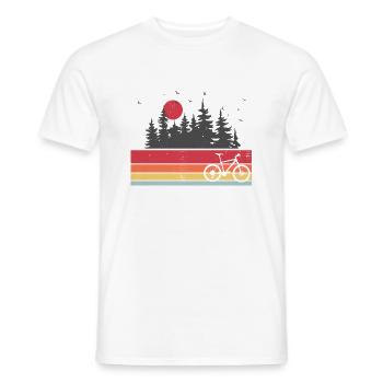 Rétro VTT Cyclisme Cyclisme Forêt Naturelle - T-shirt homme - blanc - Devant - AI Model Male 178 dark (178cm)