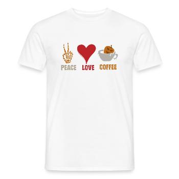 Halloween Peace Love Coffee Pumpkin Heart Skeleton - Men's T-Shirt - white - Front - AI Model Male 178 dark (178cm)
