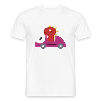 Red dinosaur and pink swagg car - Men's T-Shirt - white - Front - AI Model Male 178 dark (178cm)