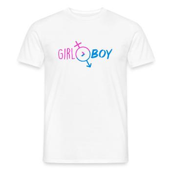 Girls > boys - Men's T-Shirt - white - Front - AI Model Male 178 dark (178cm)
