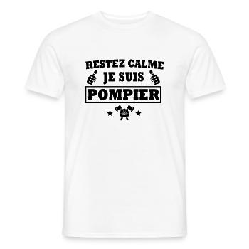 je suis pompier / cadeau humour pompier - T-shirt homme - blanc - Devant - AI Model Male 178 dark (178cm)
