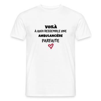 voilà à quoi ressemble une ambulancière parfaite - T-shirt homme - blanc - Devant - AI Model Male 178 dark (178cm)