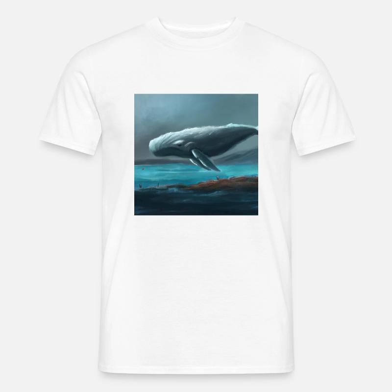 Wal schwebt am Himmel - Männer T-Shirt - Weiß