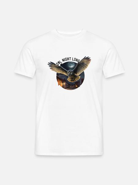 Owl Night Long Nachteule Eule Nachtdienst - Männer T-Shirt - Weiß