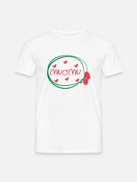 MOM LETTERING WITH CARNATIONS - Men's T-Shirt - white