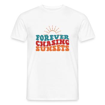 Forever Chasing Sunsets Sun Summer Beach Holidays - Men's T-Shirt - white - Front - AI Model Male 178 dark (178cm)
