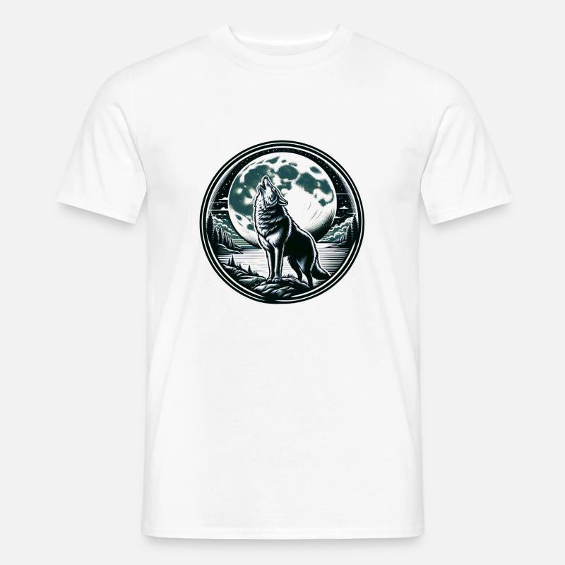 Wolf Mond Werwolf Heulen - Männer T-Shirt - Weiß