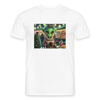 niedlich klein grün retro vintage alien jeden tag - Männer T-Shirt - Weiß - Vorne - AI Model Male 178 dark (178cm)