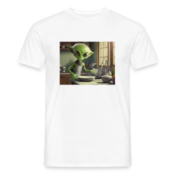 mignon petit vert rétro vintage alien tous les jours - T-shirt homme - blanc - Devant - AI Model Male 178 dark (178cm)