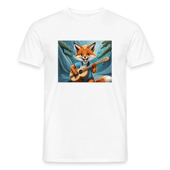 mignon petit renard démon vie quotidienne jouant de la guitare - T-shirt homme - blanc - Devant - AI Model Male 178 dark (178cm)