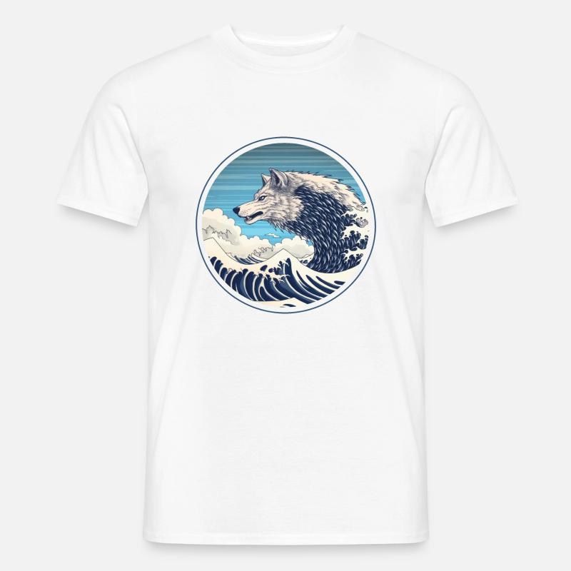 Lupo di mare, cavalcando l'onda - T-shirt uomo - bianco