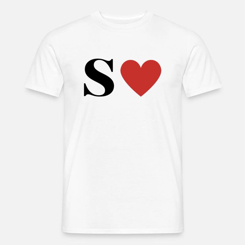 Buchstabe s rotes Herz - Männer T-Shirt - Weiß