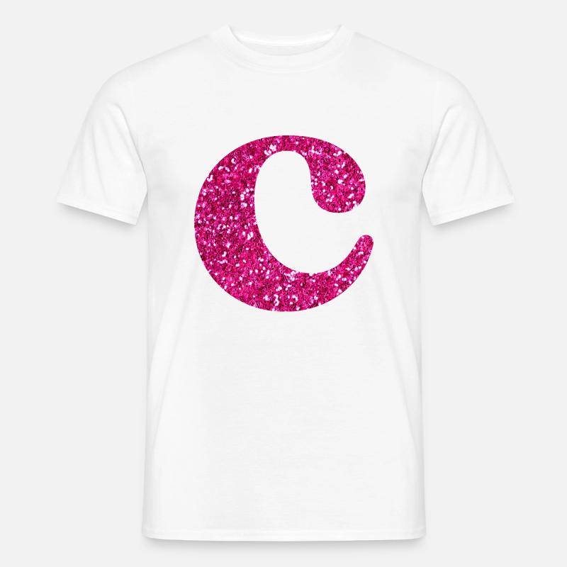 Buchstabe c rosa Glitzer - Männer T-Shirt - Weiß